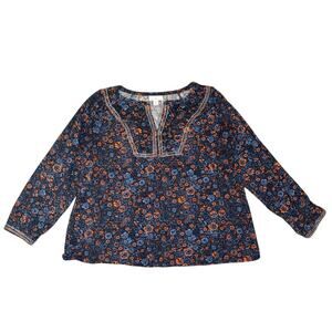 J. Jill Notched Neck Long Sleeve Blouse Size Petite Medium